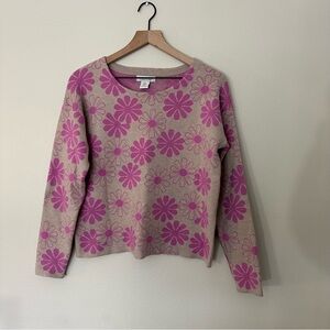 RACHEL ZOE Bohemian Floral Round Neck Sweater